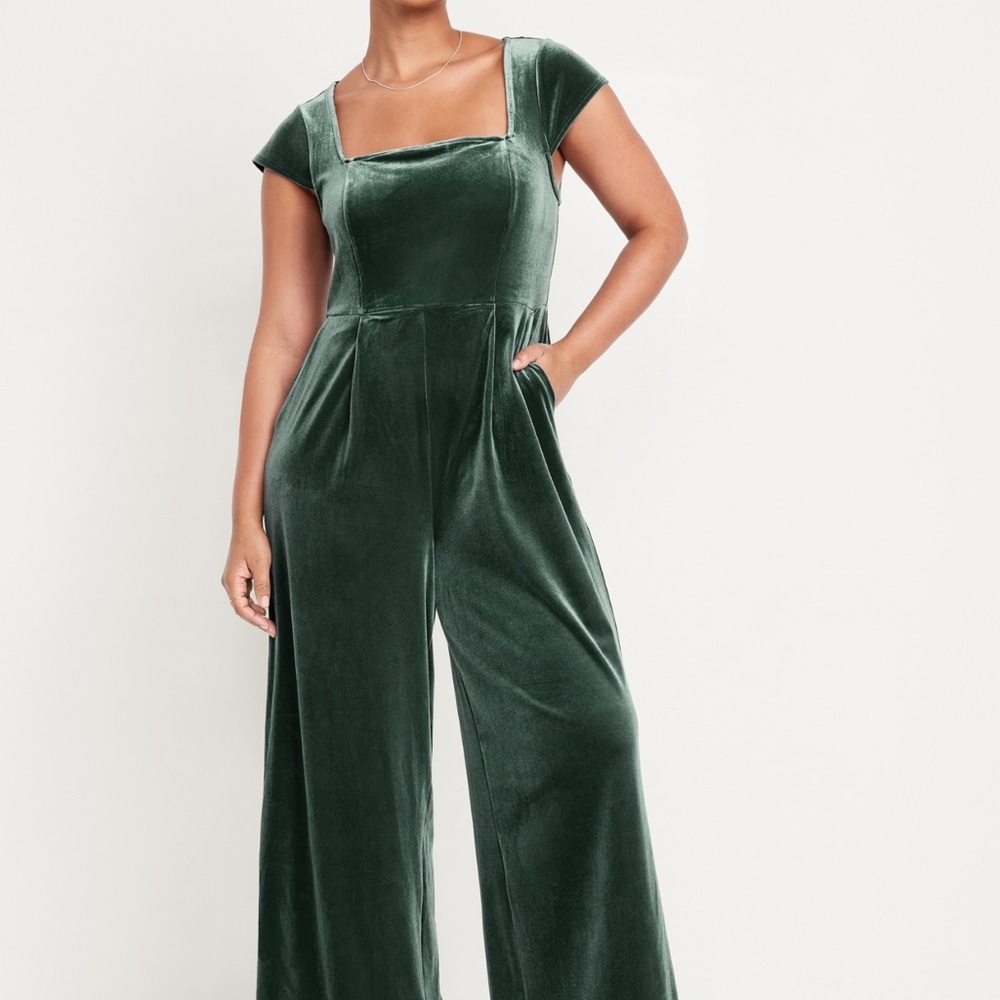 Old Navy Forest Green Velvet Jumpsuit